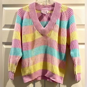 Vintage Simsbury Sweater Adult Medium Multicolored Pastel Striped Kitted  90s